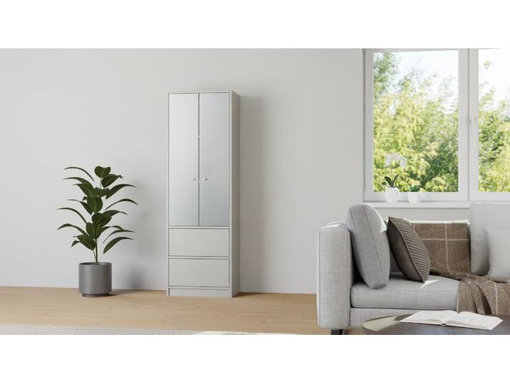 Schmaler Vitrinenschrank nach Maß - Vitrine mit vielen Optionen Premium Dekore Grau