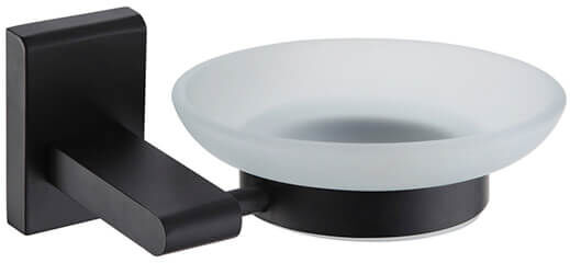 Showerdrape Unity Black Stainless Steel & Frosted Glass Wall Mounted Soap Dish