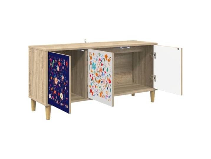 PUGYNBK TV-Möbel Mainz 102 x 33 x 50 cm Sonoma Technisches Holz, erhöhte Beine, geräumige Aufbewahrung, einfache Reinigung