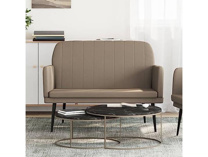 TEKGHUT Sitzbank Kunstleder Cappuccino-Braun 107x80x81 cm mit Metallgestell Schmutzabweisend, pflegeleicht, stabiles Metallgestell, bequeme Polsterung, Montageanleitung inklusive