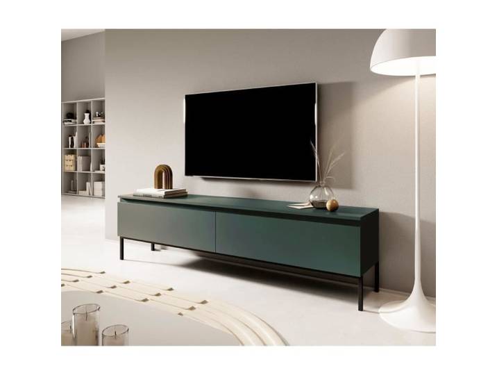 Meuble TV - SELSEY - BEMMI - 175 cm - Vert foncé - Style scandinave