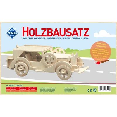 PEBARO 865/1 - Holzbausatz Oldtimer I, 46 Teile, Holzkonstruktion zum Zusammenstecken