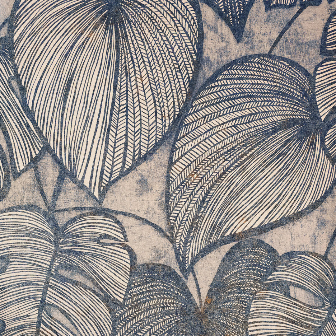 Marlow Home Co. Thaler Large Shimmery Monstera Leaf 8.5m x 70cm Wallpaper Roll Navy