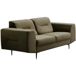 2-SITZER SOFA Venezia olivgrün mit schwarzen Beinen