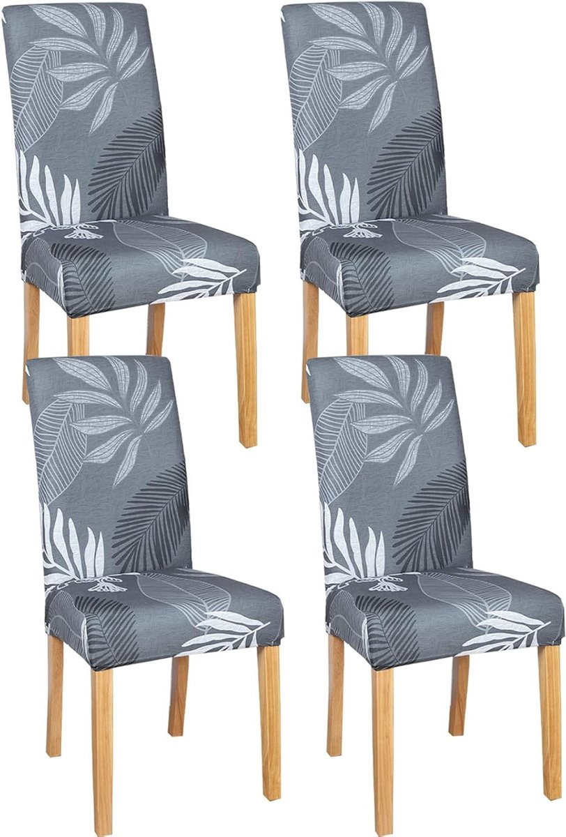 Set van 4 universele bi-elastische stretch stoelhoezen voor eetkamerstoelen