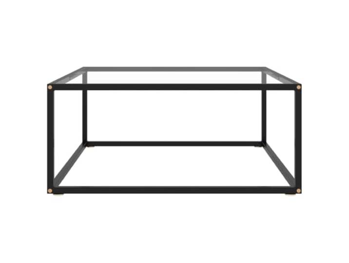 HKLGBVCR Couchtisch aus Hartglas und Stahl, Schwarz, 80 x 80 x 35 cm