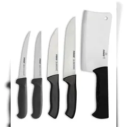Pirge Metzgermesser Set 5 TLG Schlachtermesser - Fleischermesser - Stechmesser - Exzellenter Schärfe Ausbeinmesser - Hackmesser
