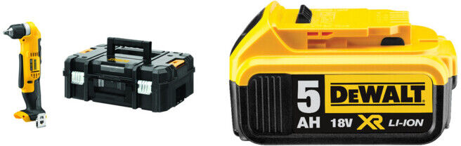 Set DeWalt 18,0 V Winkelbohrmaschine (für Akku +) DCD740NT-XJ + Ersatz-Akku DCB184-XJ