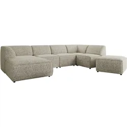 WOHNLANDSCHAFT MODARO U 6M - Beige Struktur - Links