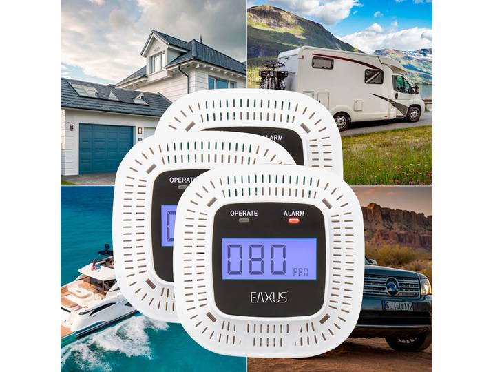 3er-Set Kohlenmonoxid-Detektor, Mini, CO-Melder mit 70 dB Alarm