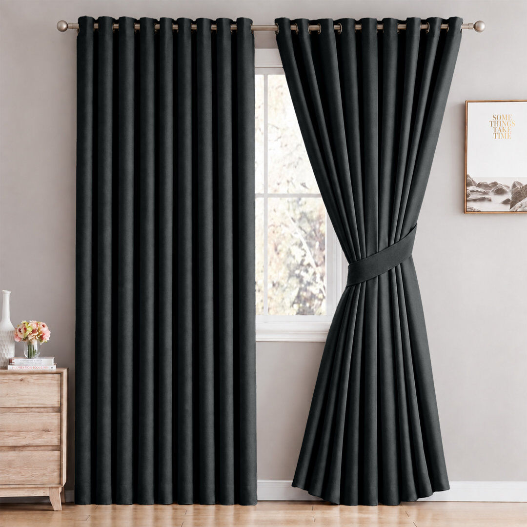 17 Stories Cariya Small Window Eyelet Blackout Thermal Curtains – Light Blocking & Energy Efficient Black 228cm Width x 228cm Drop