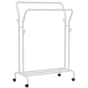 Songmics Garderobenständer HSR107W01, weiß, mit 4 Haken, aus Metall, 155 x 104cm