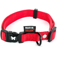 Martin Halsband Verstelbaar Nylon Rood (L, Hund, Spazieren), Halsband + Leine