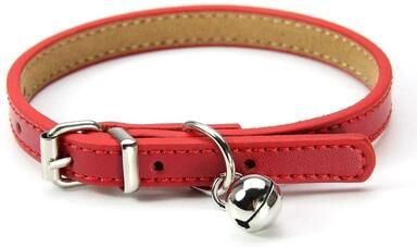 Uplift Essentials Soft Genuine Leather Cat Collar With Removable Bell red xs