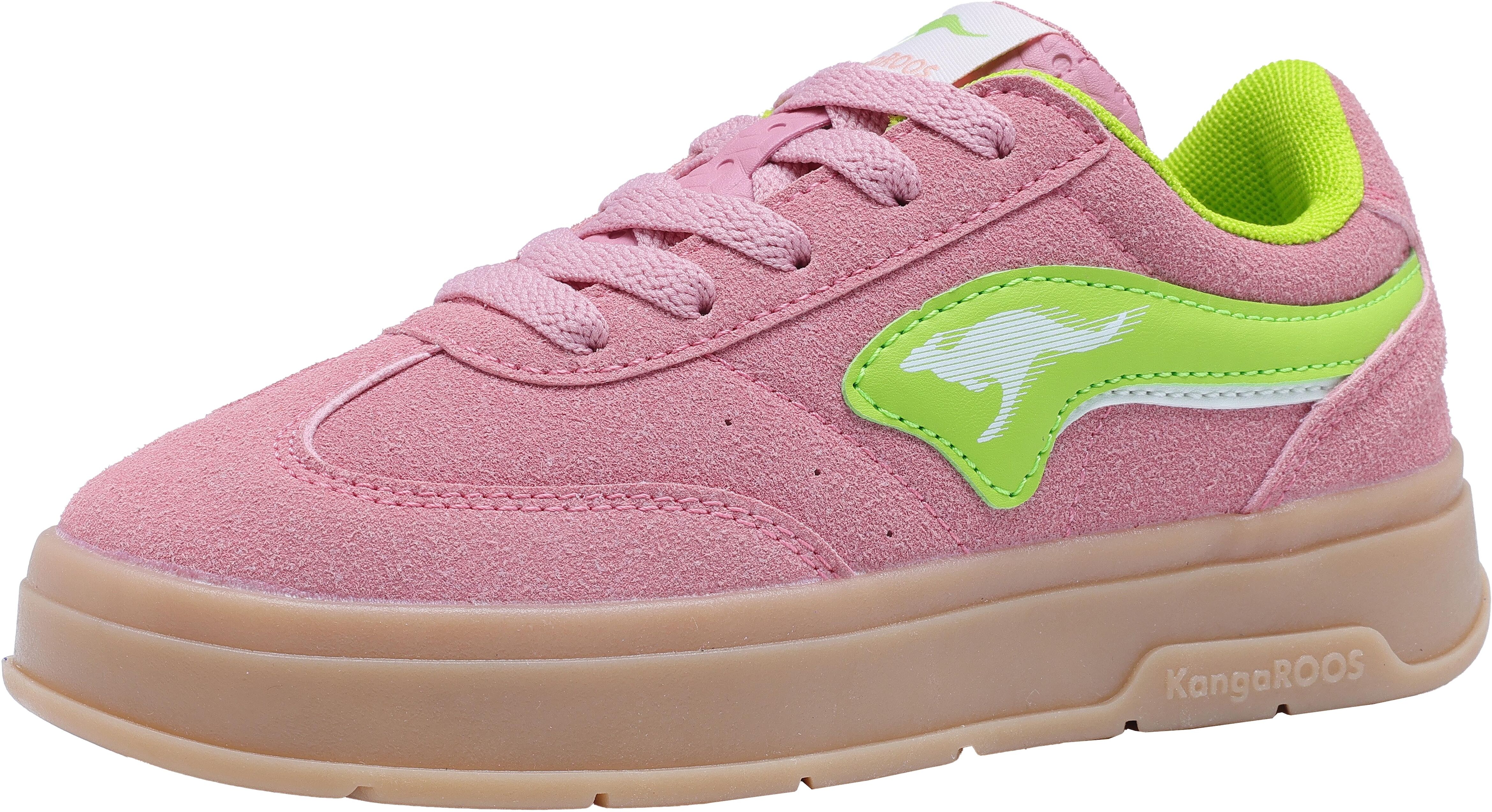 Sneaker KANGAROOS "K-GK Meenie", Mädchen, Gr. 37, Textil, rosa (rose, lime), Synthetik, Schuhe Sneaker rose, lime 37, Textil