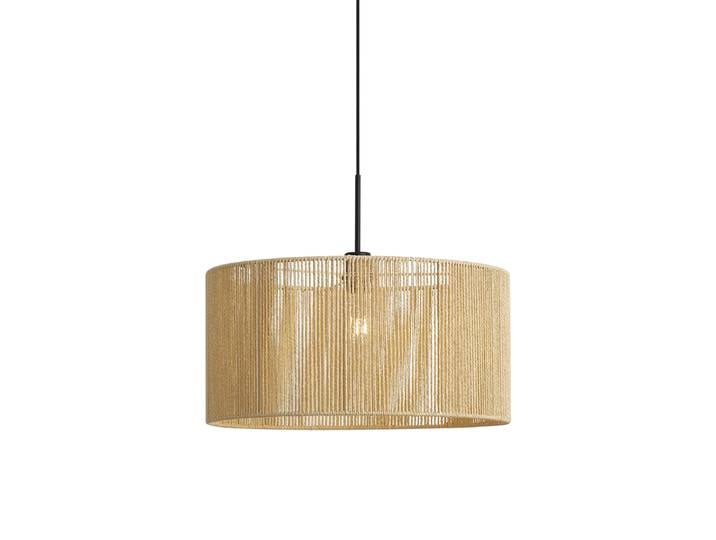 Hanglamp zwart met beige papieren touw kap 50/50/25 - Combi 1