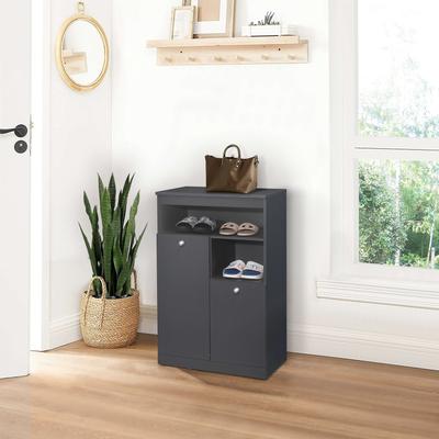 K&B Furniture 2-Door Shoe Rack Storage Cabinet, Grey