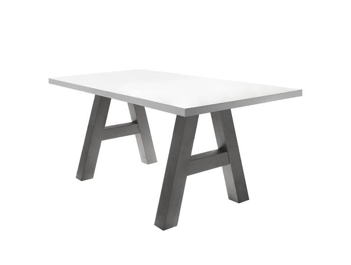 Table Leeton I 160 x 90cm Blanc/Gris/Blanc mat