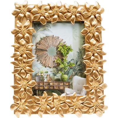 Bilderrahmen KARE DESIGN "Flower 13x18cm", gold, B:20,5cm H:25,5cm T:2,8cm, Polyester, Polyresin, Bilderrahmen, Bilderrahmen