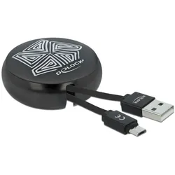 Delock USB Aufrollkabel Typ-A zu Micro-B schwarz