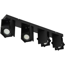 Deckenlampe Deckenstrahler schwarz Deckenspots 4 Flammig Wohnzimmerleuchte mit verstellbaren Spots, Metall, 4x GU10 Fassung, LxBxH 61,2x8,4x15,7 cm