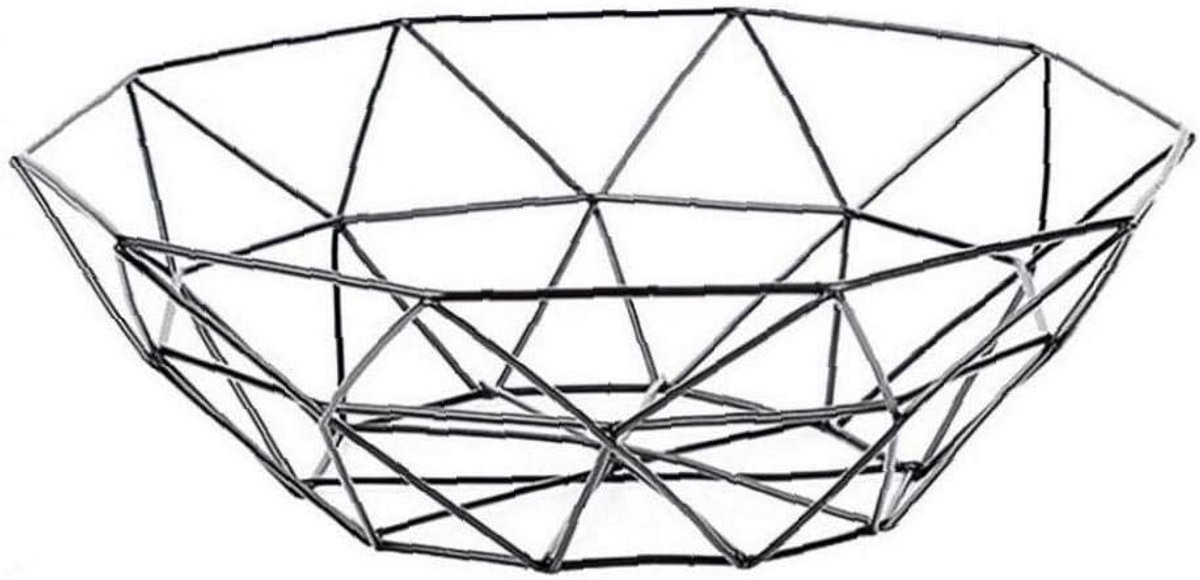 Decoratieve Ronde Draadmand voor Fruit en Groenten - Zwarte Metalen Fruitschaal