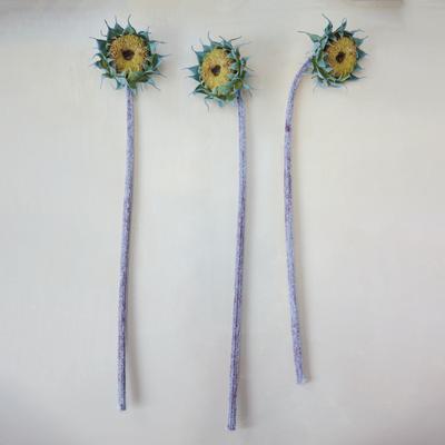 Storied Home "Sunlit Sunflower Stem with Iron Detail - 4.0""L x 4.0""W x 24.0""H"