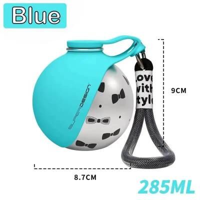 Inspire Select Portable Stainless Steel Dog Water Bottle Leakproof Folding Travel Water Cup With Lanyard For Outdoor Walks blue With Print