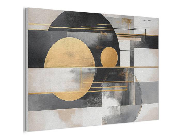 MuchoWow Akustikbild - Abstrakt - Gold - Silber - Formen - Ästhetisch - Modern - 90x60, Goldfarben, Kunststoff, Rechteckig, 90x60x0.9 cm, Wandverkleidung, Akustikpaneele