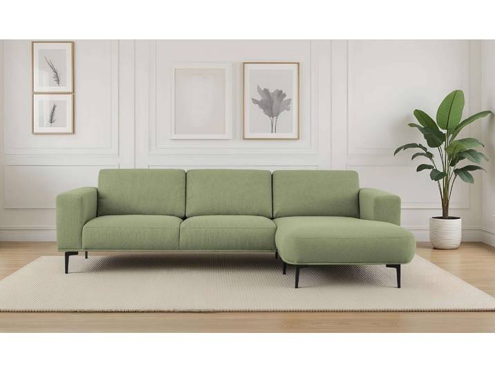 Ecksofa GOODPRODUCT Lillith, 289 cm, L-Form, gemütlicher Sitzkomfort , grün (olive), B:289cm H:85cm T:159cm, 100% Polyester, Sofas, Ecksofa, Eckcouch mit runder Recamiere links/rechts, Strukturstoff