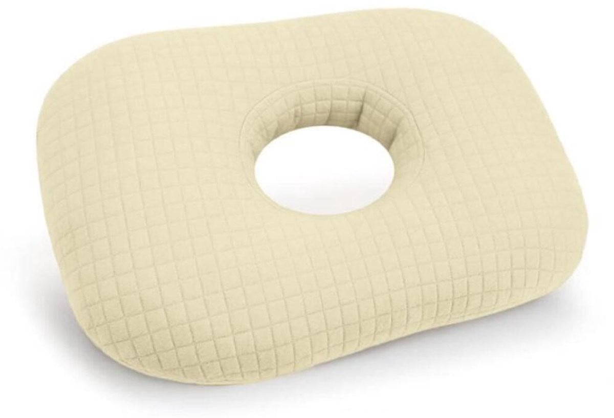 Beige Orthopedisch Donut Oorkussen voor Piercing Verzorging en Verlichting van Oorpijn