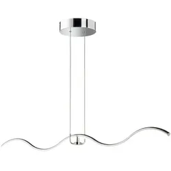 Pendelleuchte Hängelampe Esstischleuchte, Designlampe mit magnetischem Element, Wellenform, Metall, chrom, LED 1350lm 4000K neutralweiß, BxL 21x111cm