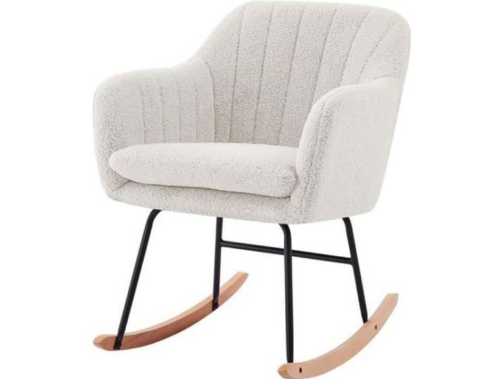 Fauteuil ELSA à bouclette blanche rocking chair