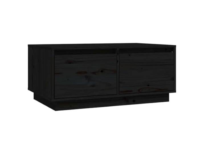 Schwarzer Couchtisch aus massivem Kiefernholz 80x50x35cm 2 Schubladen, große Tischplatte, stabiler Holzrahmen, Montageanleitung, Wohnzimmer