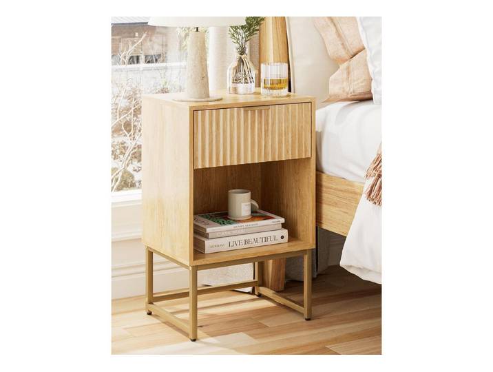 LuxusKollektion Nachttisch Nachttisch Eichenoptik geriffelt 40x30x60 cm (1-St)