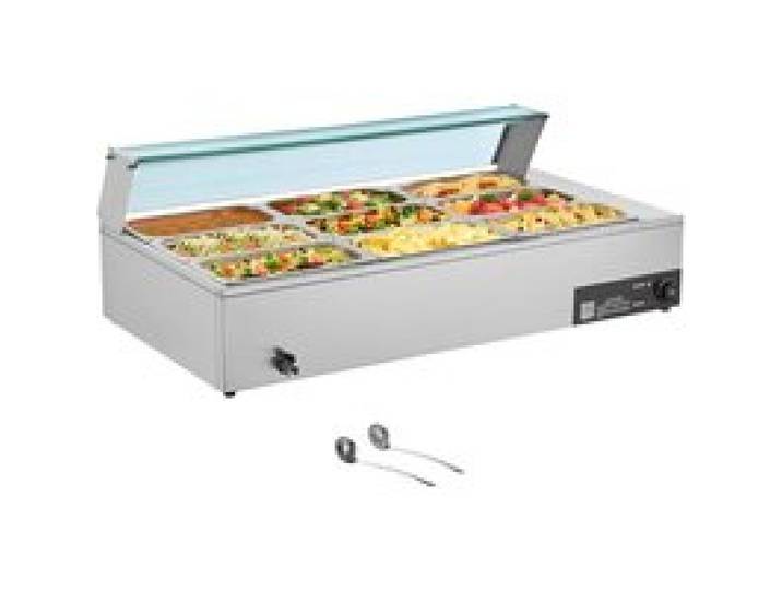 Chauffe-Plat Électrique à Vapeur-Duoku-1500 W-Buffet Chauffant en Inox-Bain-marie- avec 9 Bacs de 1/3
