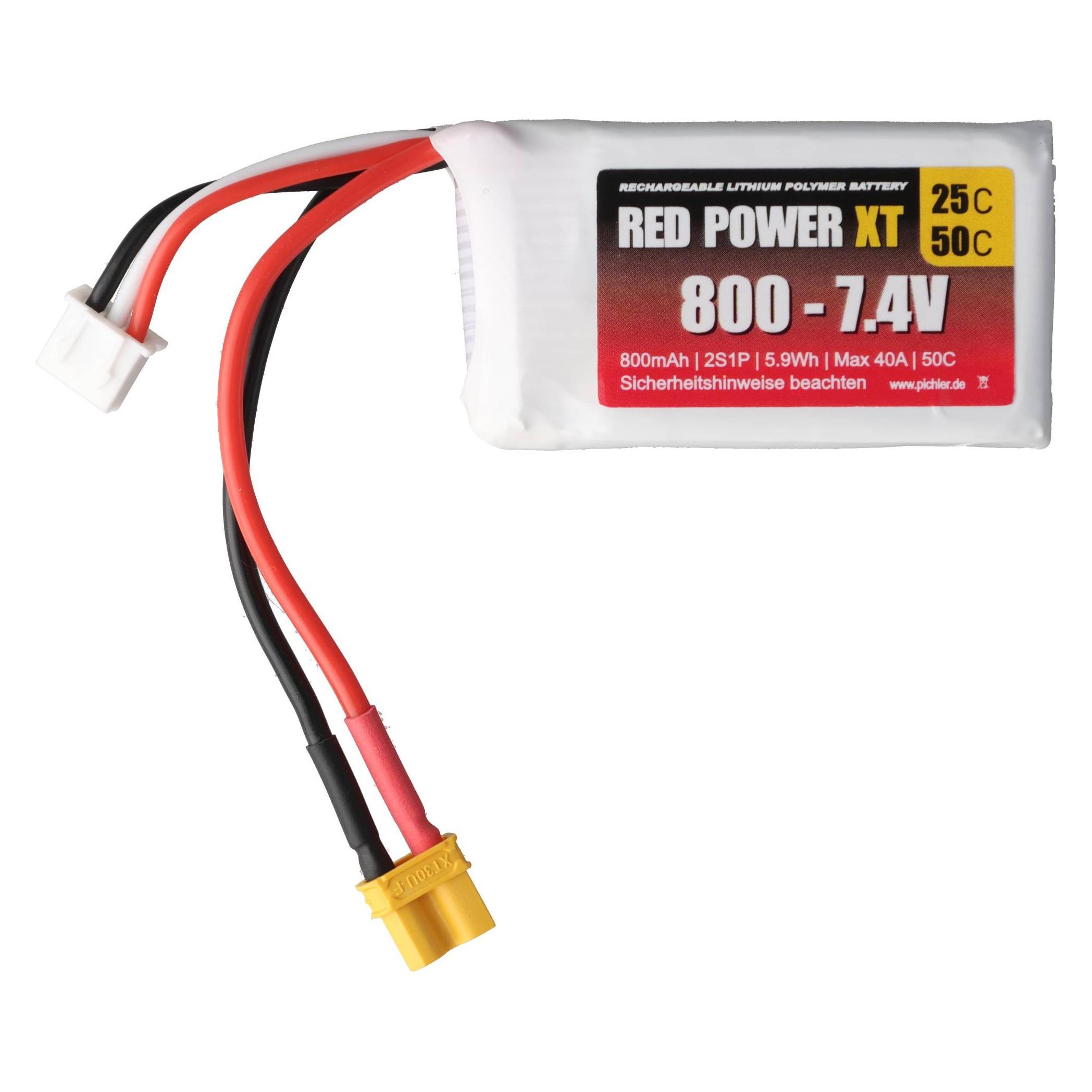 Red Power Modellbau-Akkupack (LiPo) 7.4 V 800 mAh 25 C Softcase XT30 (800 mAh, 7.40 V) (15406)