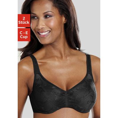 Minimizer-BH "BH mit Bügel, mit Stickereispitze", Damen, Gr. 95, Cup D, schwarz (schwarz, weiß), Spitze, Obermaterial: 90% Polyamid, 10% Elasthan, PETITE FLEUR BY LASCANA, BHs Dekolleté-Former BH Minimizer-BH BH-Set Unterwäsche Bügel-BH, mit Bügel...