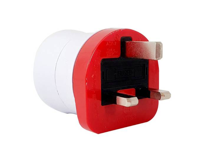 Watt and Co - Adaptateur de voyage - Prise française 2 broches vers prise britannique 3 broches - Rouge