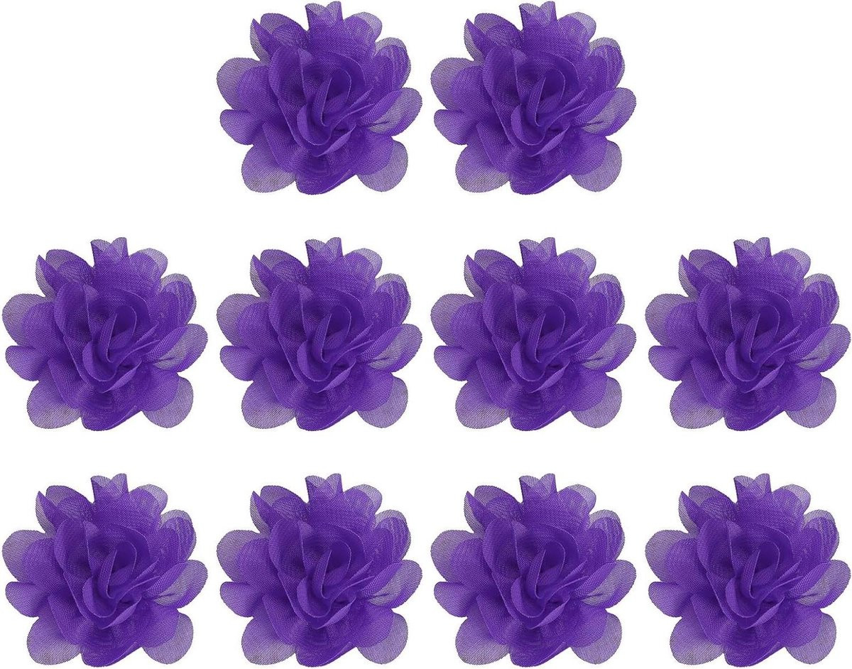 Paarse Chiffon Bloemen Stof Applicaties voor Knutselen - 5 cm