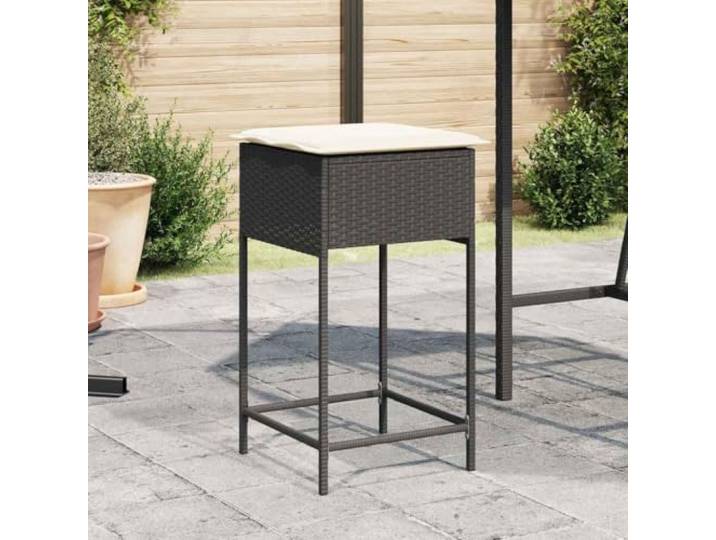 TUERYAFEK Poly Rattan Barhocker Schwarz 2er Set mit Kissen Pulverbeschichteter Stahlrahmen, Abnehmbarer Waschbarer Bezug, Witterungsbeständig, Für Terrasse Und Garten