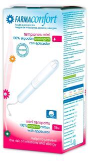 Farmaconfort Bio Mini Cotton Tampons with Applicator, 18 Count