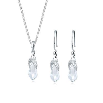 Schmuckset ELLI "Tropfen 925 Silber, mit Kristallen von Swarovski", weiß, Schmuck_Sets, Damen, onesize,mit Stein, Silber 925 (Sterlingsilber), Schmuckset