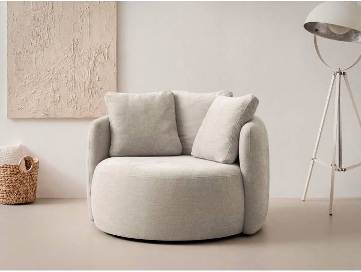 OTTO home Sessel Kaarl, moderner Rundsessel, Loungesessel, Loveseat, Webstoff, in fünf Farben, inkl. Rückenkissen, zeitloses Design