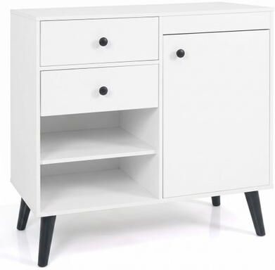 "Costway 31"" Sideboard Cabinet with 2 Open Compartments and 2 Drawers-White"