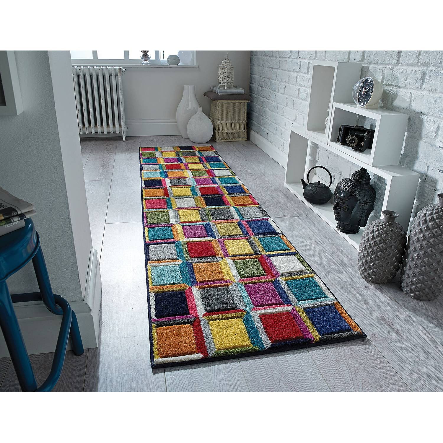 home24 Loper Waltz vloerkleed met geometrisch design, meerkleurig, Breedte: 66 cm, Lengte: 230 cm