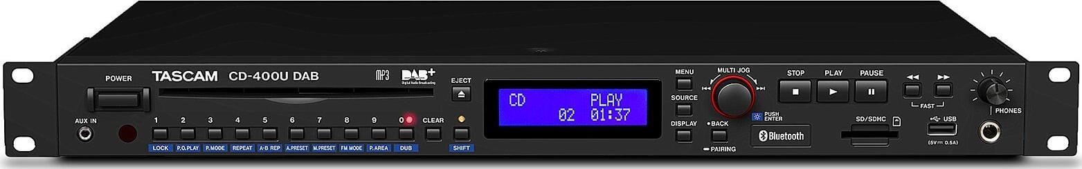Tascam CD-400U DAB CD-speler met DAB+ en FM-ontvangst, zwart