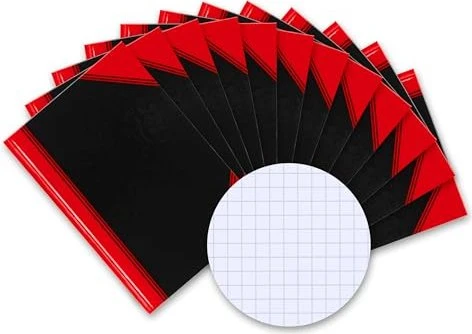 Bantex Notizbuch Chinakladde DIN A7 kariert, schwarz/rot Hardcover 192 Seiten