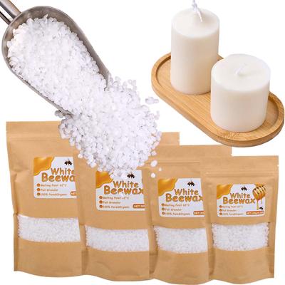 On Spot Shop 1LB Natural White Beeswax Granules, Pure Candle Making Supplies For DIY Scented Candles, Smokeless Wicks, Handmade Gift 1000g