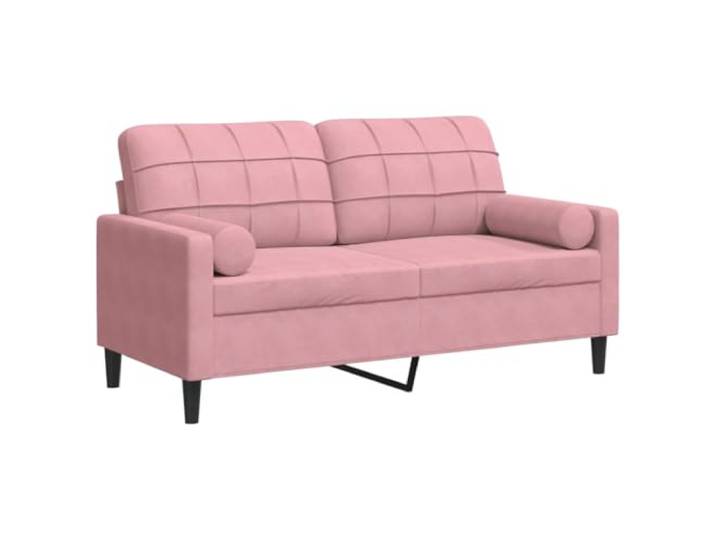 Makastle 2 Sitzer Sofa Couch mit Zierkissen Rosa 140 cm Samt